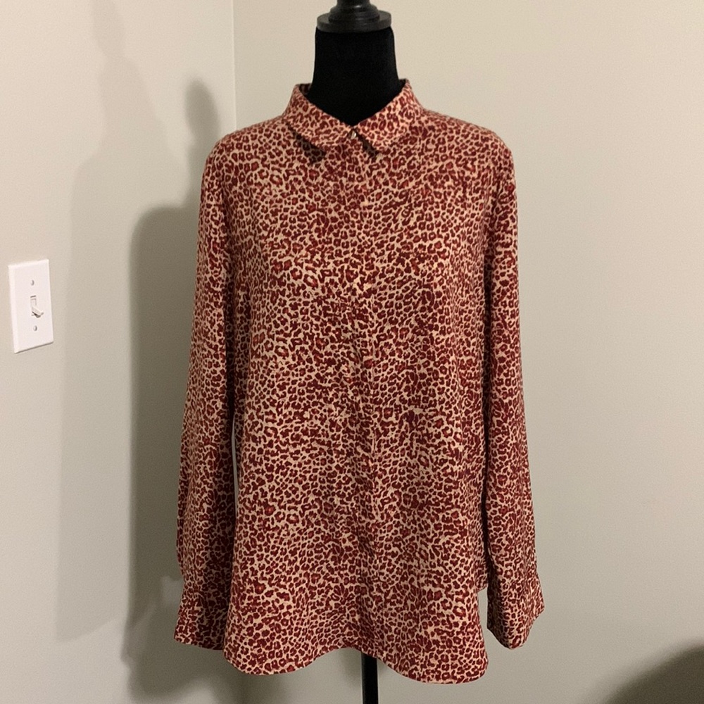 H&M animal print button down shirt